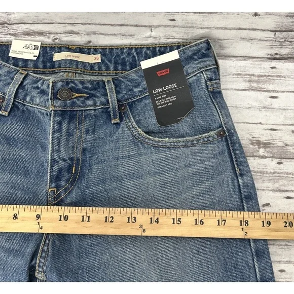 Levi's Premium Low Loose Jeans Women's Sz 26x30 Light Wash Straight Leg Cotton - Picture 7 of 13